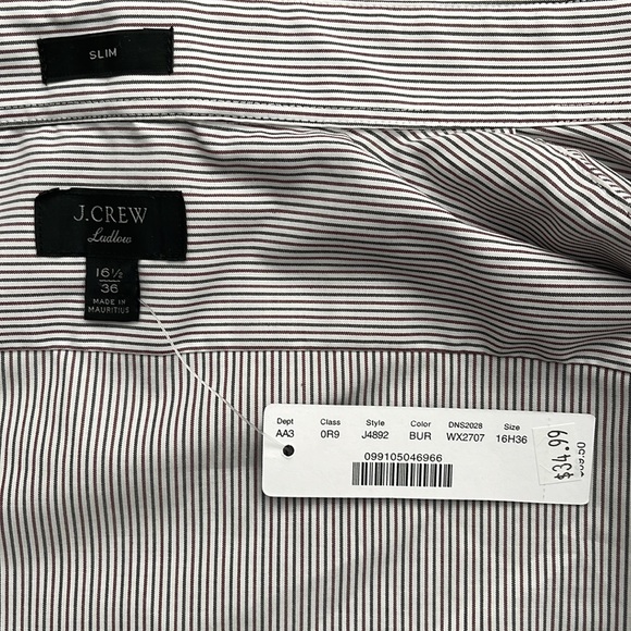 J.Crew Slim Fit  Cotton LS Button Down Shirt  Dark Blue, White  Bur Striped - Picture 4 of 6